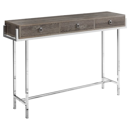 Monarch Specialties Accent Table - 48"L / Dark Taupe / Chrome Metal I 3299